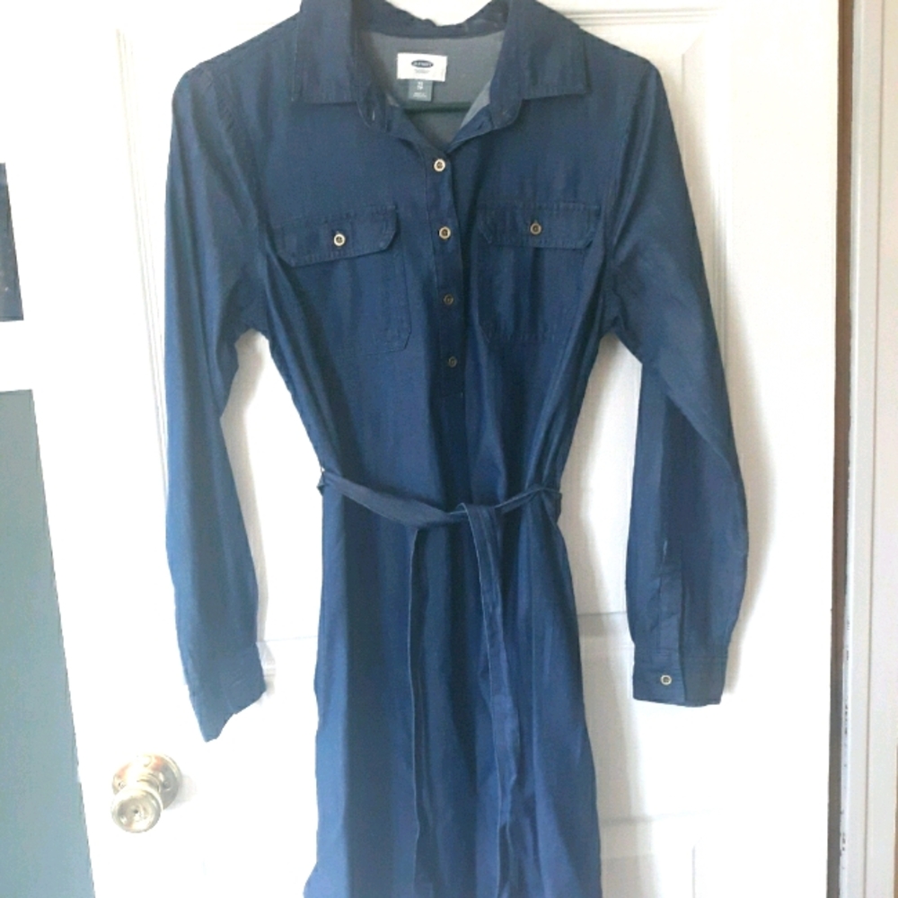 Denim thigh-length dress